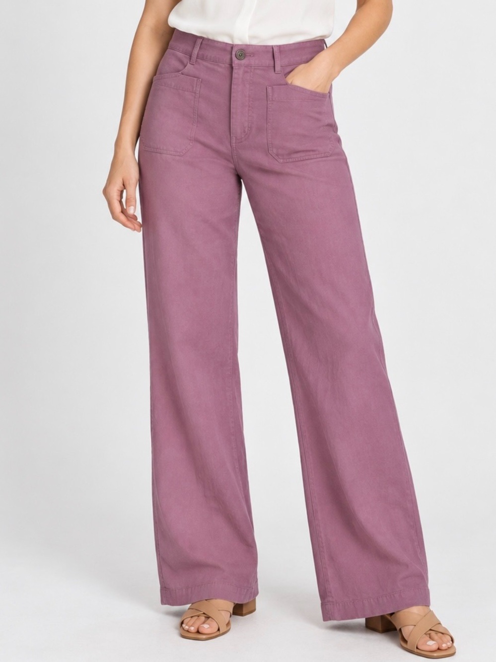 J.Crew Factory Lizzie Wide Leg Pants Women’s 29 Mauve Purple Linen Blend